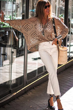 Load image into Gallery viewer, Khaki Hollowed Knit V Neck Dolman Sleeve Sweater