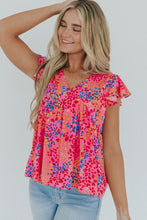 Load image into Gallery viewer, Leopard Print V Neck Flutter Sleeve Blouse