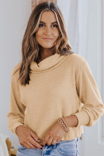 Load image into Gallery viewer, Apricot Solid Waffle Knit Turtleneck Long Sleeve Top