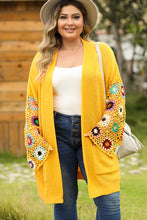 Load image into Gallery viewer, Ginger Plus Size Floral Crochet Sleeve Open Front Cardigan
