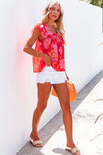 Load image into Gallery viewer, Floral Square Neck Ruffle Sleeve Blouse