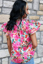Load image into Gallery viewer, Ruffle Flutter Sleeve Floral Print Blouse