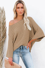Load image into Gallery viewer, Brown Exposed Seam Ribbed Knit Dolman Top