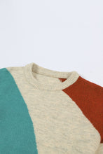 Load image into Gallery viewer, Multicolor Colorblock Ribbed Trim Round Neck Sweater