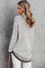 Load image into Gallery viewer, Gray Striped Turtleneck Loose Sweater
