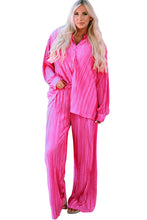 Load image into Gallery viewer, Rose Pleated Long Sleeve Shirt and Wide-Leg Pants Set