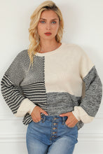 Load image into Gallery viewer, Black Neutral Colorblock Tie Back Sweater