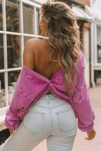 Load image into Gallery viewer, Exposed Seam Twist Open Back Oversized Sweatshirt