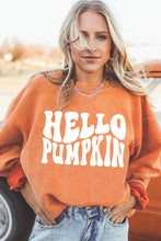 Load image into Gallery viewer, Orange HELLO PUMPKIN Letter Graphic Corded Sweatshirt