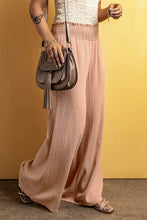Load image into Gallery viewer, Pink Smocked Waist Crinkled Wide Leg Pants
