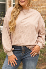Load image into Gallery viewer, Parchment Plus Size Textured Drop Shoulder Crew Neck Sweatshirt