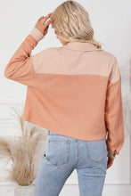 Load image into Gallery viewer, Orange Textured Waffle Knit Chest Pockets Cropped Shacket