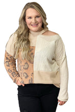 Load image into Gallery viewer, Multicolor Leopard Cable Knit Mix Patchwork Cutout Plus Top