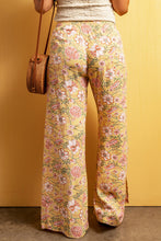Load image into Gallery viewer, Yellow Floral Print High Slit Wide Leg Pants