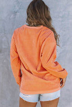 Load image into Gallery viewer, Orange Spooky Season Ghost Print Ribbed Pullover Sweatshirt