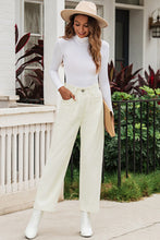 Load image into Gallery viewer, Beige Corduroy High Waist Straight Leg Pants