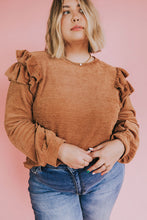 Load image into Gallery viewer, Plus Size Solid Ruffled Tiered Long Sleeve Top