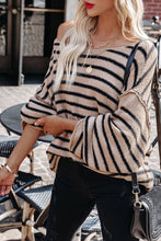 Load image into Gallery viewer, Striped Print Dropped Shoulder Loose Sleeve Sweater
