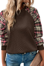 Load image into Gallery viewer, Brown Plaid Raglan Sleeve Sweatshirt