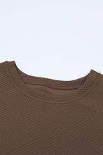 Load image into Gallery viewer, Brown Textured Loose Fit T Shirt and Drawstring Pants Set