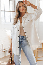 Load image into Gallery viewer, Beige Solid Textured Flap Pocket Buttoned Shacket