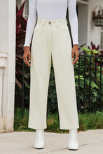 Load image into Gallery viewer, Beige Corduroy High Waist Straight Leg Pants