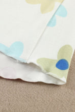 Load image into Gallery viewer, White Floral Long Sleeve Henley Top and Drawstring Shorts Set