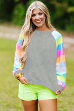 Load image into Gallery viewer, Gray Sequin Color Block Raglan Sleeve Pullover Sweatshirt
