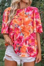 Load image into Gallery viewer, Floral Print Wide Sleeve Blouse