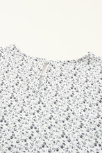 Load image into Gallery viewer, Black Floral Printed Crinkled Ruffled Bubble Sleeve Blouse