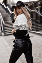 Load image into Gallery viewer, Black Striped Contrast Colorblock Knit Top