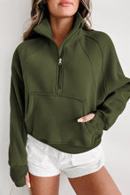 Load image into Gallery viewer, Zip Up Stand Collar Ribbed Thumbhole Sleeve Sweatshirt