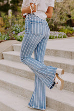 Load image into Gallery viewer, Vertical Striped Ripped Flare Jeans