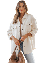Load image into Gallery viewer, Beige Solid Textured Flap Pocket Buttoned Shacket