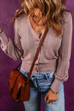 Load image into Gallery viewer, V Neck Buttoned Textured Sweater Cardigan