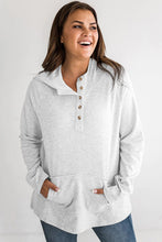 Load image into Gallery viewer, Plus Size Kangaroo Pocket Henley Button Hoodie