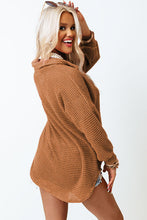 Load image into Gallery viewer, Brown Waffle Knit Button Up Casual Shirt