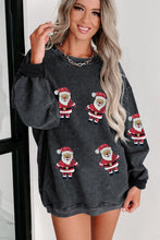 Load image into Gallery viewer, Black Sequined Santa Claus Graphic Corded Sweatshirt

