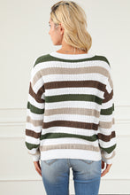 Load image into Gallery viewer, Stripe Crochet Hollow out Knit Sweater