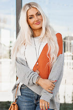 Load image into Gallery viewer, Khaki Colorblock Stitching Irregular Hem Long Sleeve Top