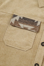 Load image into Gallery viewer, Khaki Aztec Print Patchwork Frayed Edge Corduroy Jacket