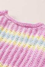 Load image into Gallery viewer, Contrast Striped Open Front Cable Cardigan