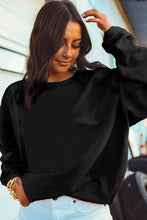 Load image into Gallery viewer, Black Ribbed Corded Oversized Sweatshirt