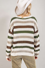 Load image into Gallery viewer, Stripe Crochet Hollow out Knit Sweater