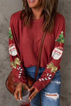 Load image into Gallery viewer, Fiery Red Sequined Christmas Favor Sleeve Casual Pullover