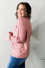 Load image into Gallery viewer, Pink Plus Size Long Sleeve V-Neck Buttoned Top