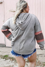 Load image into Gallery viewer, Gray Contrast Patched Sleeve Plus Size Hoodie