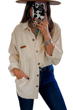 Load image into Gallery viewer, Beige Corduroy Buttoned Front Pocketed Shacket