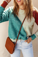 Load image into Gallery viewer, Multicolor Colorblock Ribbed Trim Round Neck Sweater