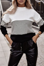 Load image into Gallery viewer, Black Striped Contrast Colorblock Knit Top